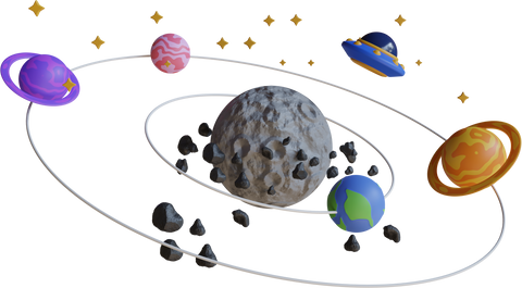 3d illustration of the planets of our solar system. Space exploration and astronomy science poster template